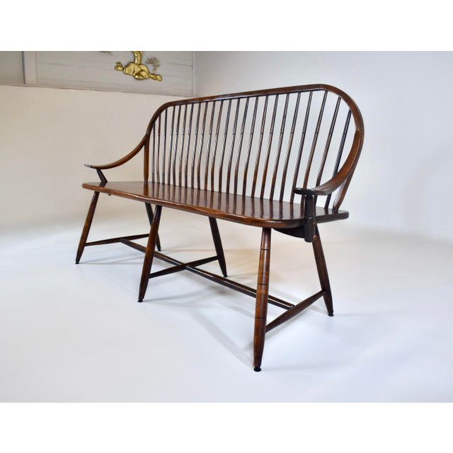 Vintage Hale of Vermont Windsor Spindle Back Prosper's Bench or Settee For Sale - Image 10 of 13