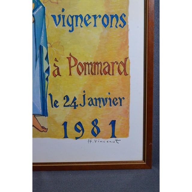 1981 Henri Vincenot Pommard Saint-Vincent Burgundy Wine Poster, Framed For Sale - Image 9 of 13