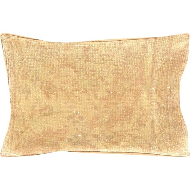 1960s Turkish Oushak Pillow. Hand sewn with fragments of Turkish hand made Oushak wool carpets. Fiber fill. 522242