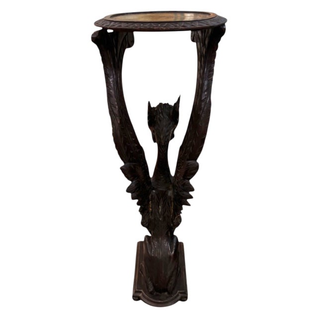 Mid 19th Century Italian Gothic/Rennaisance Revival Griffin Plant Stand Pedestal in Ebonized Oak For Sale In Tampa - Image 6 of 12
