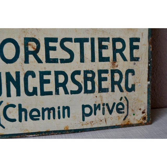 Industrial Route Forestière de l’Ungersberg Sign in Metal, 1940s For Sale - Image 3 of 8