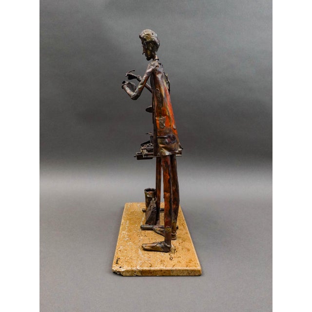 Jim Lewk Signed Brutalist Cpa Copper Art Sculpture with Marble Base For Sale - Image 4 of 12