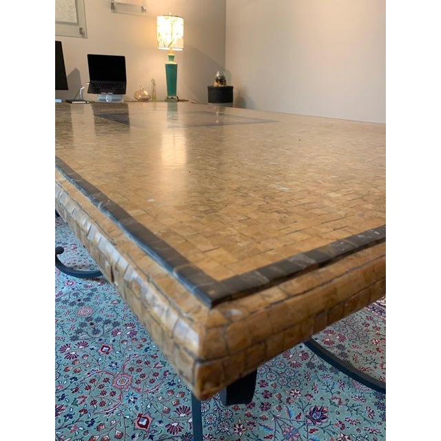 Metal Arhaus Italian Mosaic Tile Dining Table With Scrolled Iron Base For Sale - Image 7 of 12