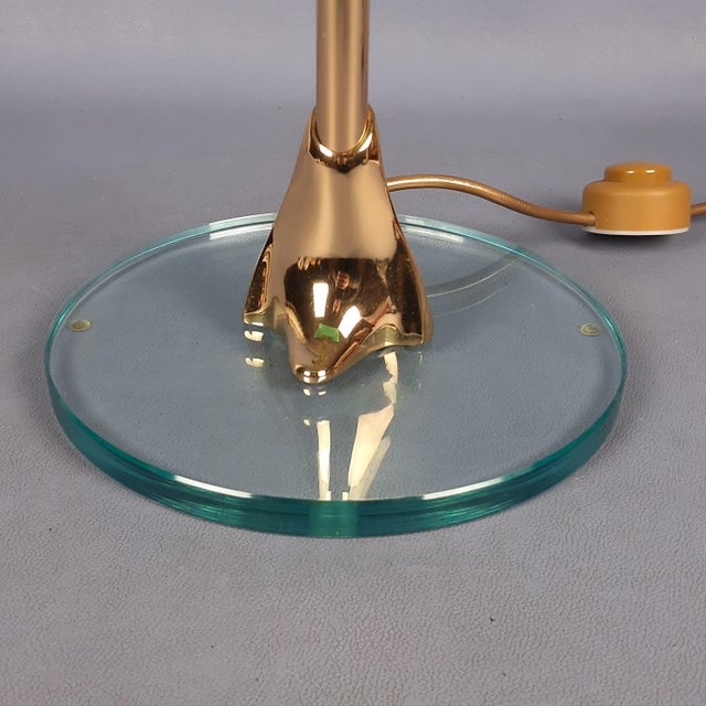 Banker Table Lamp in Polished Brass with Satin Green Glass Shade, 1970s For Sale - Image 11 of 16