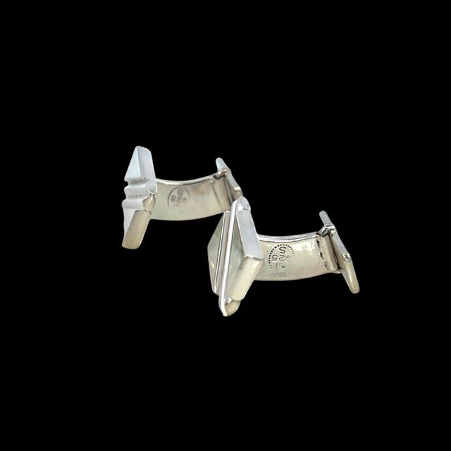 Georg Jensen Late 20th Century Georg Jensen Estate Sterling Silver Cufflinks 17.20 Grams, A Pair For Sale - Image 4 of 8