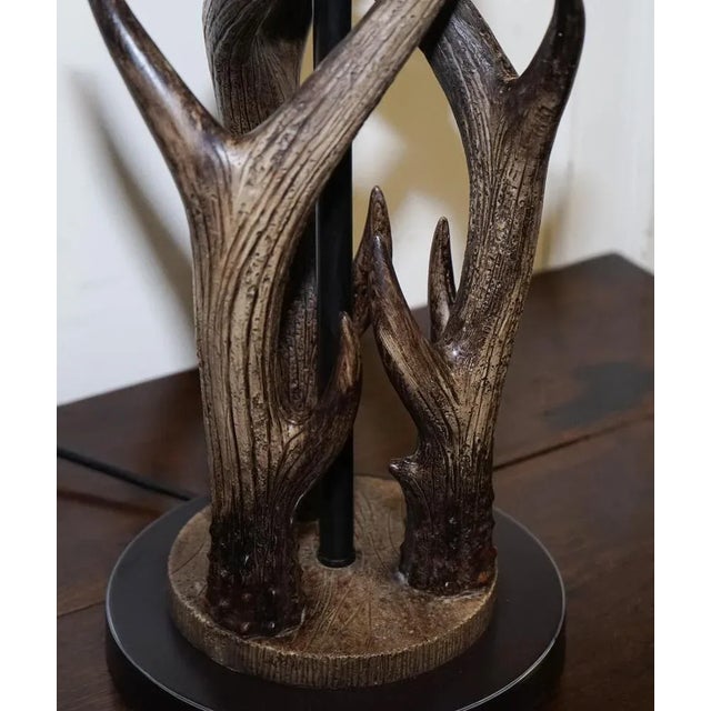 Vintage Rustic Country Faux Antler Table Lamp For Sale - Image 10 of 12