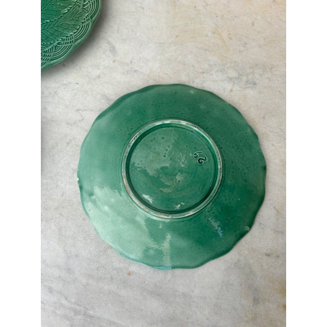 French Country French Majolica Chesnut Leaf Plate , Circa 1890 For Sale - Image 3 of 3