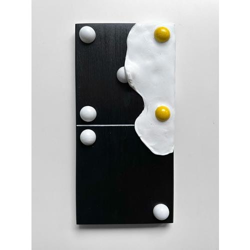 Vera Vizzi, Domino Wall Sculpture with Double-Yolk Fried-Egg Motif, 2026, Foam Clay on Wood For Sale - Image 9 of 9