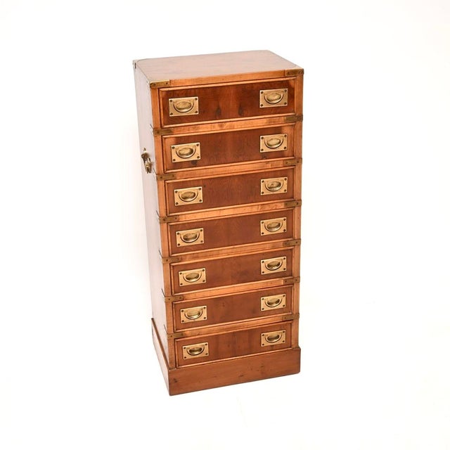 Antique Military Campaign Style Chest of Drawers in Yew Wood, 1950 For Sale - Image 10 of 10