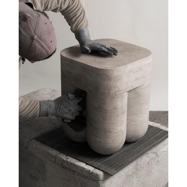 Stone Travertine Unfilled Chunky Stool by Etamorph For Sale - Image 7 of 8