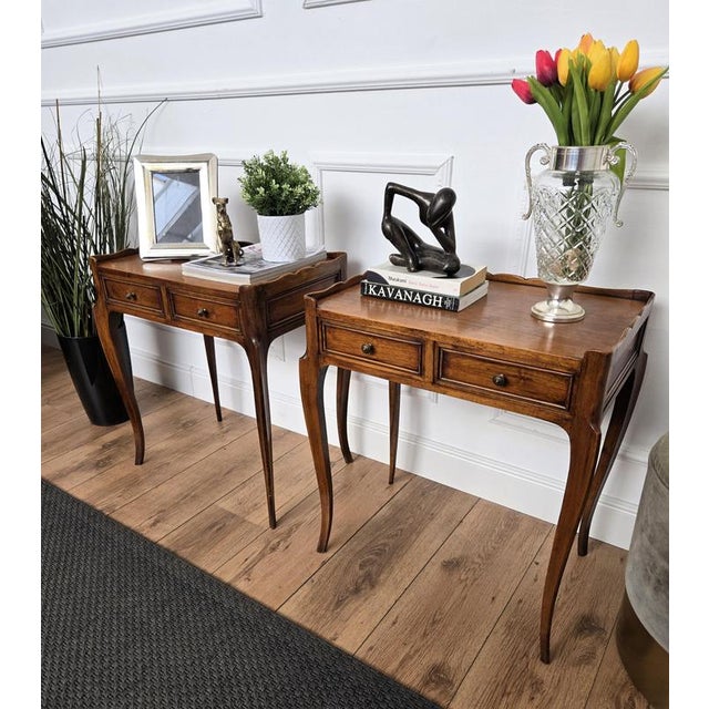 Mid-Century Modern Italian Rustic Wood Nightstands, 1950s, Set of 2 For Sale - Image 3 of 11