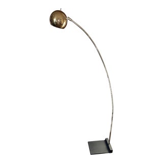 1970s Mid Century Brass Ball Arc Floor Lamp For Sale