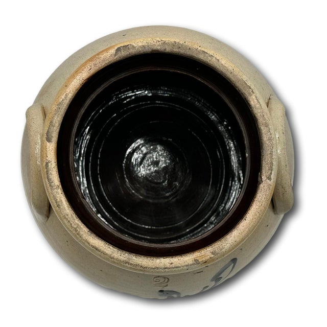 Nice Antique American Blue Decorated 2 Gallon Size Stoneware Butter Churn by Edmonds & Co. Charlestown Massachusetts For Sale - Image 14 of 18