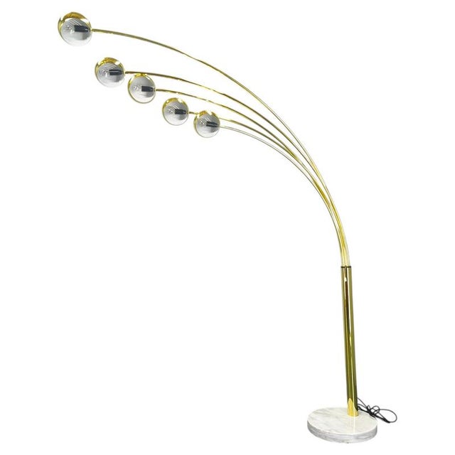 Danish Arc Floor Lamp in Brass and Marble from Bilka, 1970s For Sale - Image 16 of 16