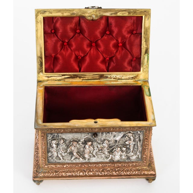 Antique French Silvered and Gilted Copper Jewellery Casket Box from AB Paris For Sale - Image 3 of 18