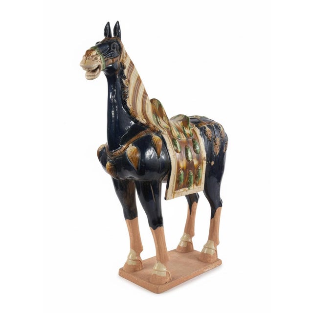 Chinese Magnificent 42" Tang Dynasty Style Glazed Caparisoned Horse For Sale - Image 3 of 6