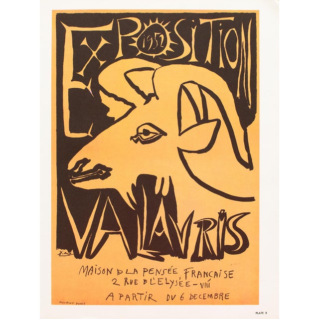 1957 After Pablo Picasso, Poster "Exhibition Vallauris at House of French Thought, 1952" For Sale In Dallas - Image 6 of 6