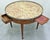 French Louis XVI style occasional side table, marble top with bronze reticulated gallery, lovely inlay work to apron and...