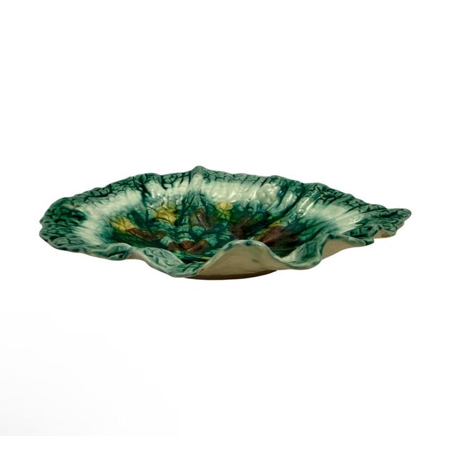 Traditional Antique SGH Smith Griffin & Hill Majolica Leaf Bowl Plate Etruscan C1880 (D-4). For Sale - Image 3 of 10