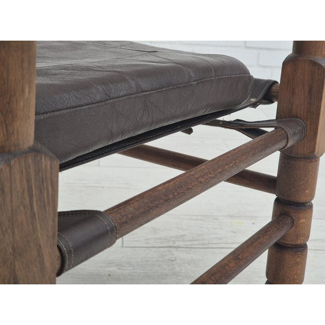 Scandinavian Safari Lounge Chair in Leather and Beech, 1960s For Sale - Image 15 of 18