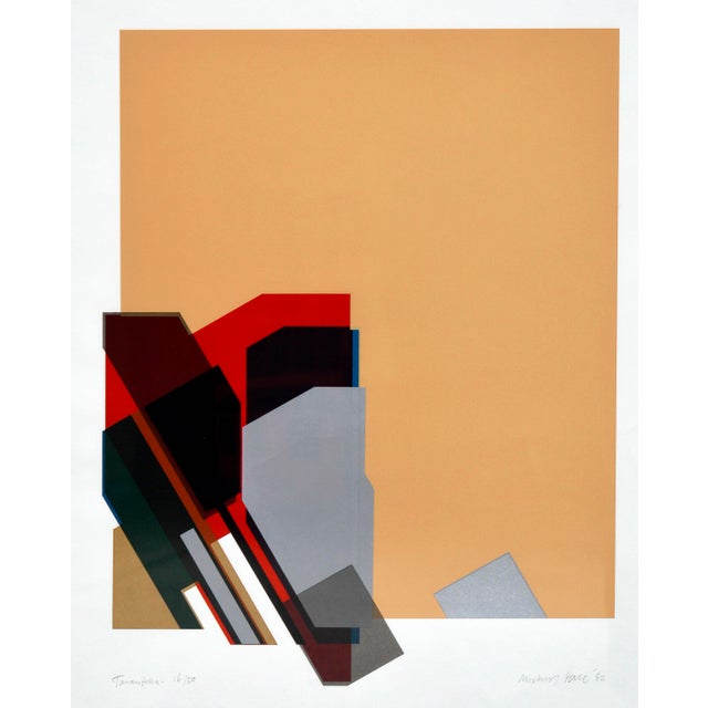 Abstract "Tarantella" - Geometric Abstract Screen Print With Peach, Red, and Black by Michael Hale For Sale - Image 3 of 7