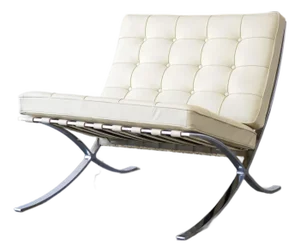 Vintage Cream Leather Knoll Barcelona Chair by Ludwig Mies Van Der Rohe