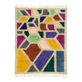 Mosaic Tile-Inspired Hand-Knotted Wool Rug | 10'0" X 7'11" | One of a Kind For Sale