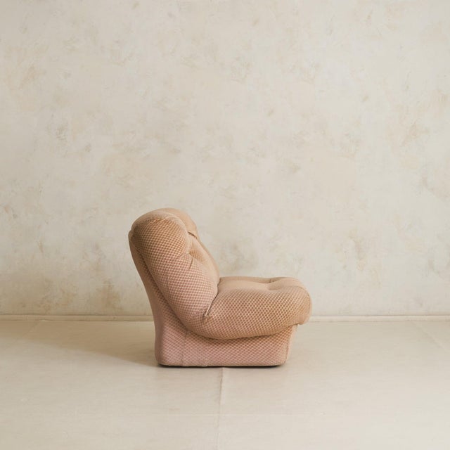 French Geometric Chenille Lounge Chair, 1970s - 2 Available For Sale - Image 4 of 11