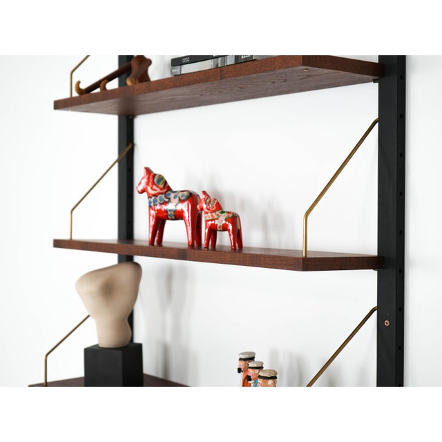 Brown Danish Teak Wall Unit, Denmark, 1960s For Sale - Image 8 of 18