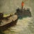 Painting depicting boats being pulled by tug boat up canal. (Hungarian, b. 1893- d. 1976) - signed lower left - Framed...
