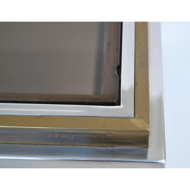 Signed Willy Rizzo Two-Tier Chrome & Brass Coffee Table Smoked Glass Italy 60s For Sale - Image 12 of 12