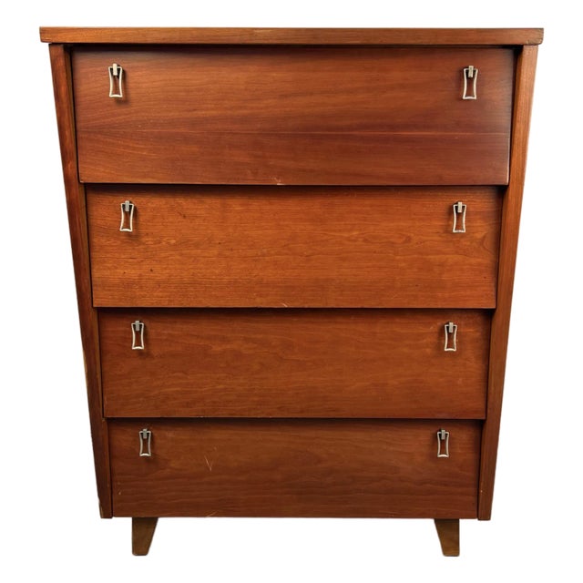 Mid 20th Century Modern Cherry Highboy Dresser by Bassett, Attributed For Sale
