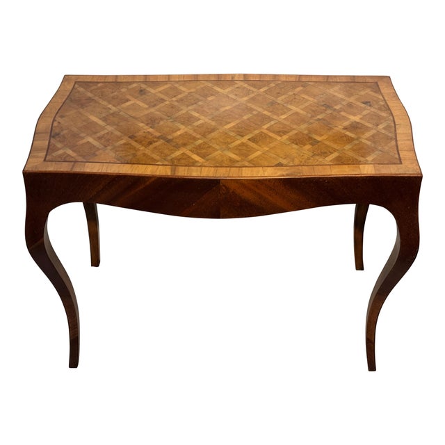 Mid 20th Century Mid 20th Century Italian Walnut Parquetry Inlay Writing Table Desk For Sale - Image 5 of 10