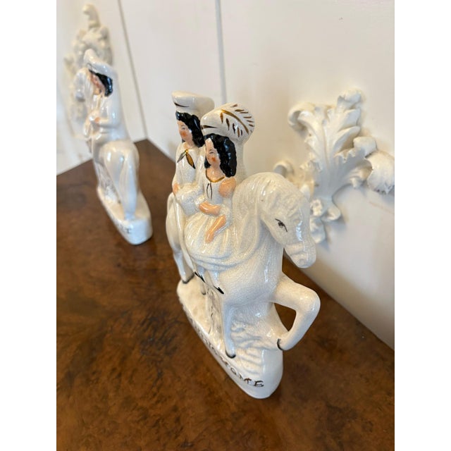 Antique Staffordshire Flat Back Figures on Horseback, 1890s, Set of 2 For Sale - Image 9 of 13