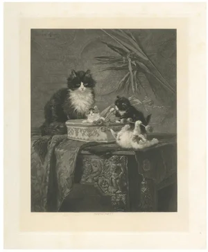 Henriette Ronner, Motherly Watch: Cats and Kittens, 1894, Print