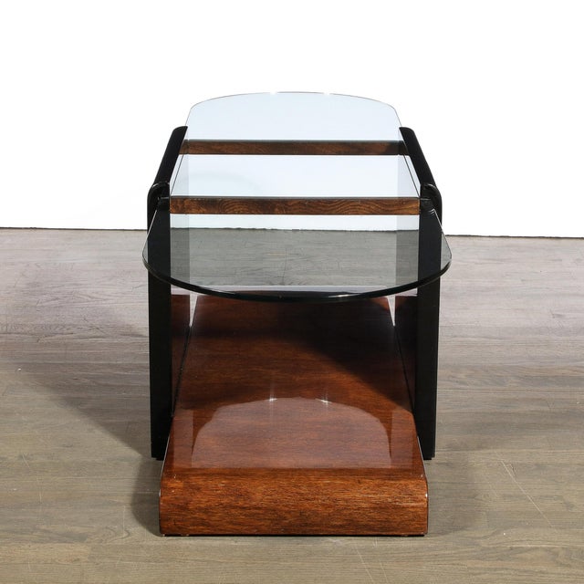 Art Deco Machine Age Bullet Form Glass Top Cocktail Table in Book ...