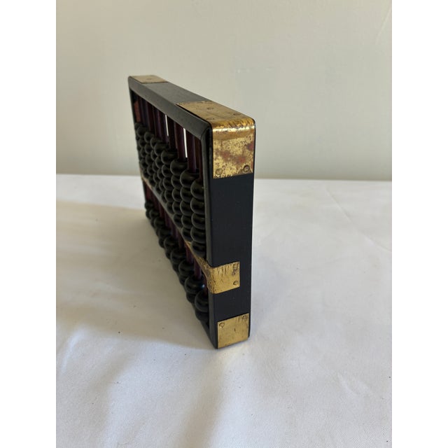 Wood Vintage Wood and Brass Abacus With Black Beads For Sale - Image 7 of 9