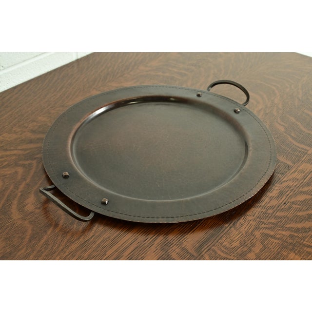 Art Deco Roycroft Arts & Crafts Hammered Copper Large Handled Tray For Sale - Image 3 of 13