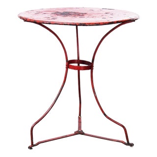 Small French Red Round Gueridon Table, 1950s For Sale