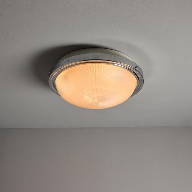 Metal Large 1960s Sergio Mazza Glass and Metal Ceiling or Wall Lamp for Artemide For Sale - Image 7 of 15
