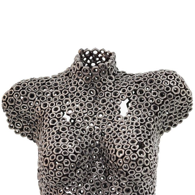 2020s Premium Handcrafted Metal Nut Female Torso Sculpture | 39" | One of a Kind For Sale - Image 5 of 11