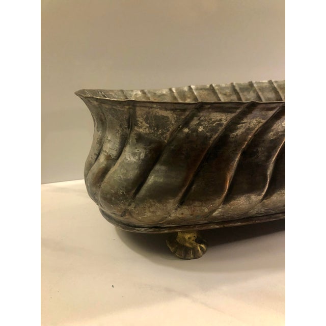 1960s Oblong Copper Planter With Brass Claw Feet For Sale - Image 4 of 11
