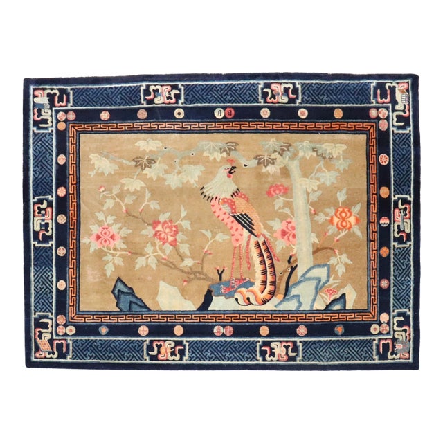 Early 20th Century Zabihi Collection Chinese Batou Pictorial Rug - 5'6" x 7'11" For Sale