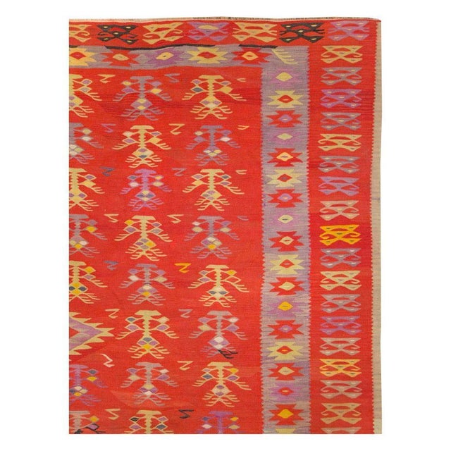Galerie Shabab Collection Mid-20th Century Handmade Turkish Flatweave Kilim Large Room Size Carpet For Sale - Image 4 of 10