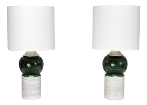 Ceramic Table Lamps with Green Glazed Spheres by Bitossi for Bergboms, 1960s, Set of 2