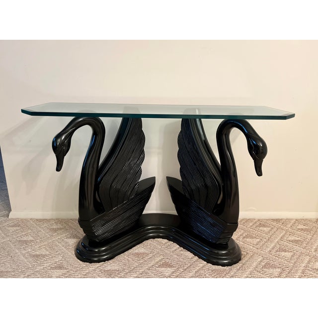 Sculptural Black Swan Statue Console Table Chairish