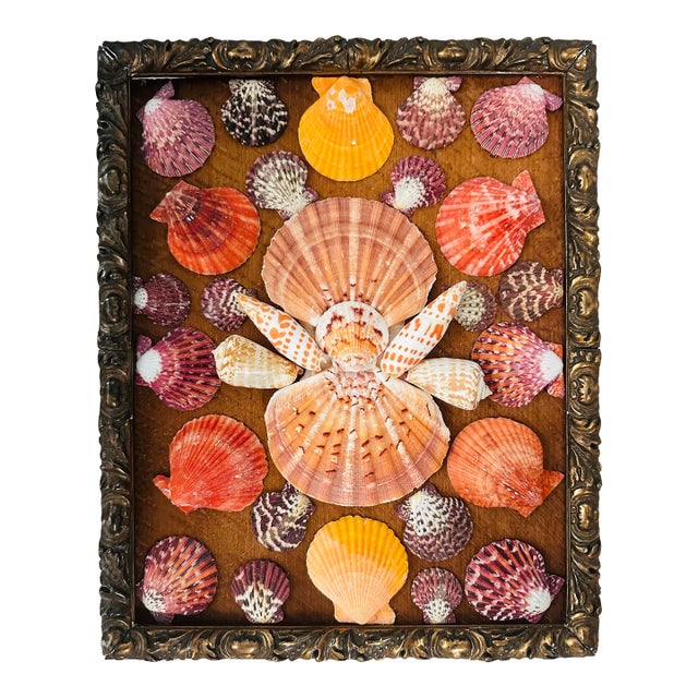Antique Frame With Shell Art For Sale