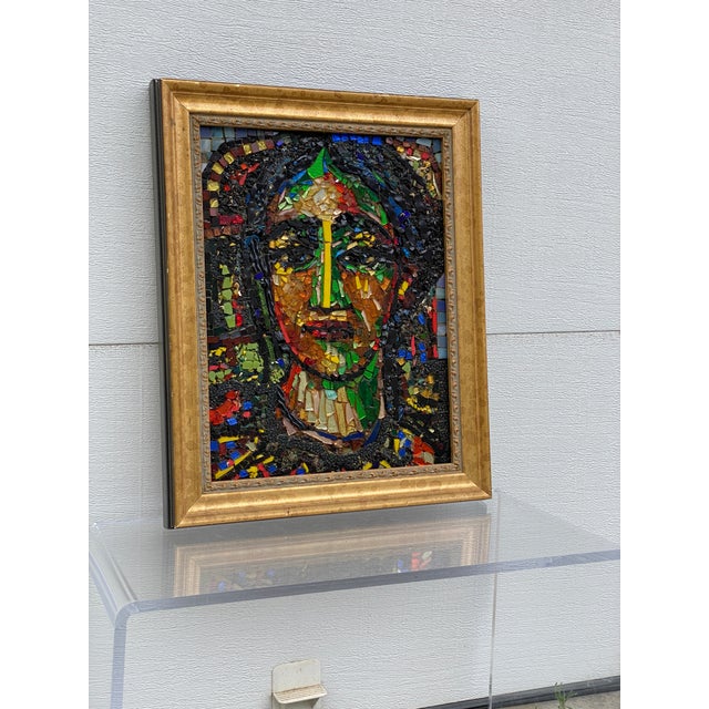 Framed Mosaic Glass Portrait of a Woman For Sale - Image 10 of 12