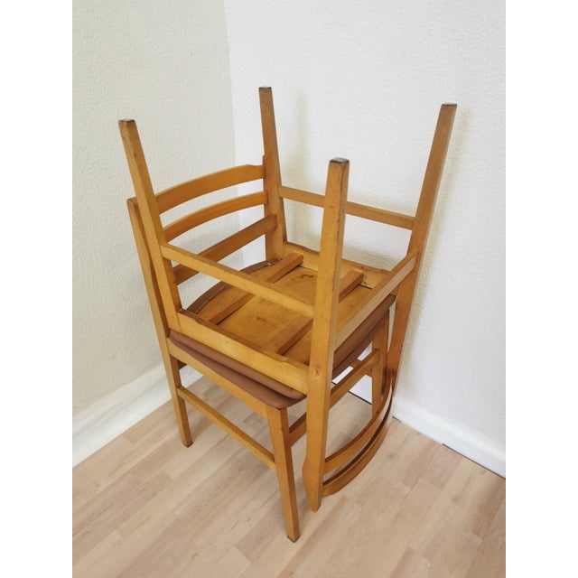 Vintage Scandinavian Dining Chairs in Wood and Brown Leather by Branko Ursic, 1970s, Set of 4 For Sale - Image 9 of 11
