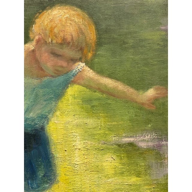 Vintage Painting of Child on Canvas For Sale In Los Angeles - Image 6 of 12